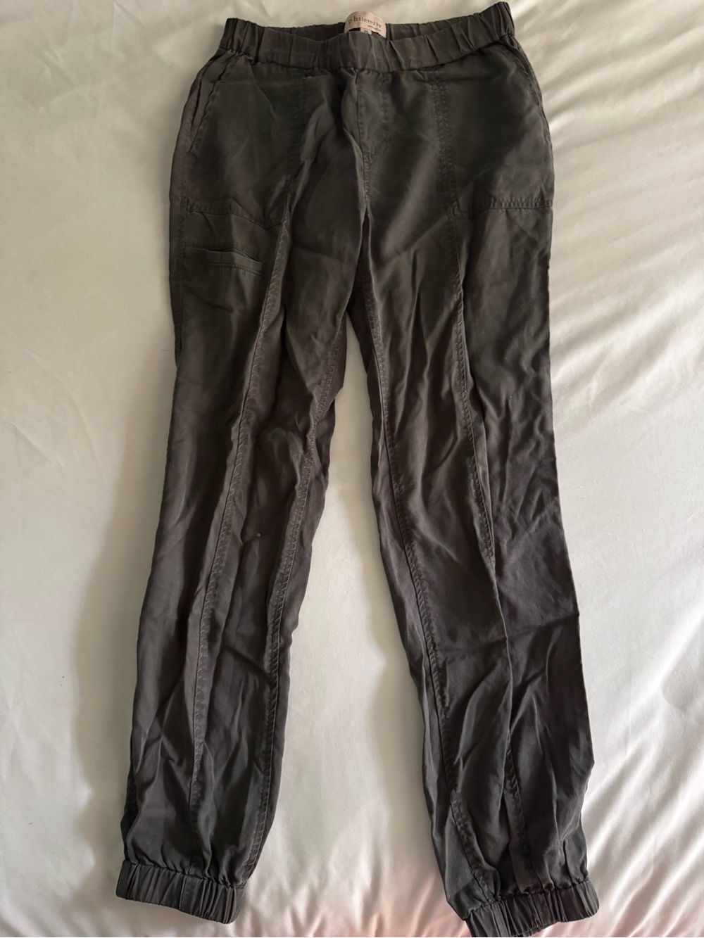 Philosophy Women’s Olive Green Elastic-Waist Cargo Jogger Pants